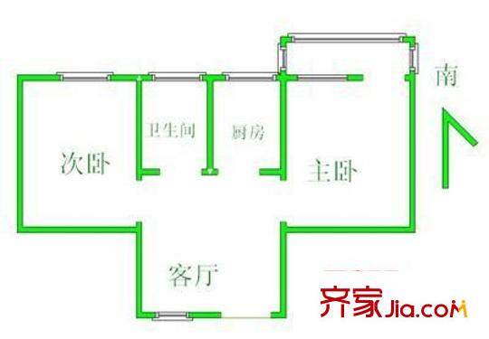 鸿桥苑户型图2室 户型图 2室1厅1卫1厨