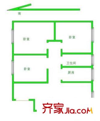 鸿桥苑户型图3室 户型图 3室1厅1卫1厨