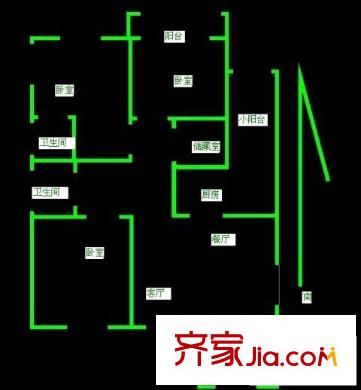 泰伯花园 3室 户型图