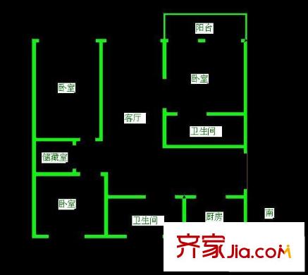 泰伯花园 3室 户型图