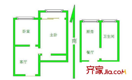 大庄新村 2室 户型图