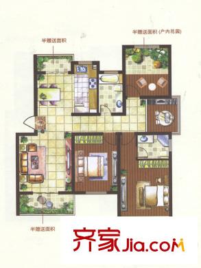 金世湾户型图A1-A2户型(多层) 4室2厅2卫1厨