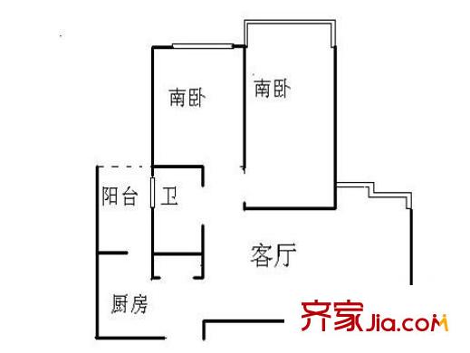 惠河路小区 2室 户型图