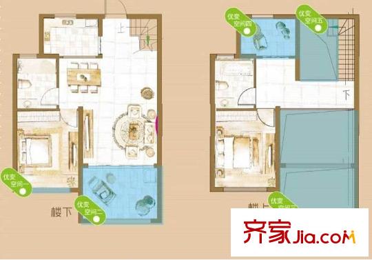 优佳家户型图二房户型图 3室2厅2卫
