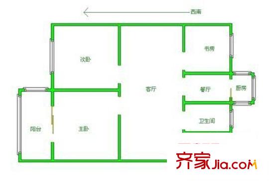 听松坊户型图3室 户型图 3室2厅1卫1厨