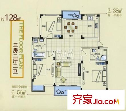 中兴东路小区户型图中兴东路 3室 户型图 3室2厅1卫1厨