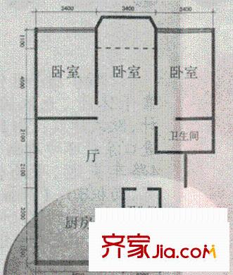 听松坊户型图3室1厅2卫1厨