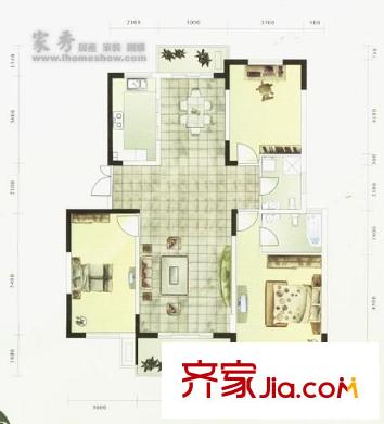 听松坊户型图3室 户型图 3室2厅1卫1厨