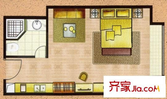名爵大厦户型图浪漫温莎空间A1户型 1室1厅1卫