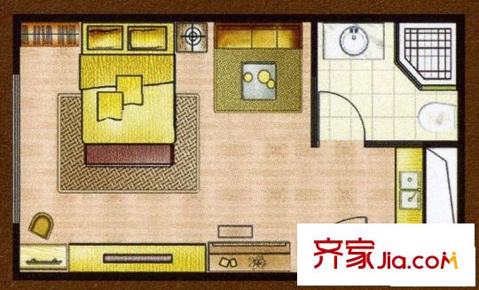 名爵大厦户型图浪漫温莎空间A户型 1室1厅1卫