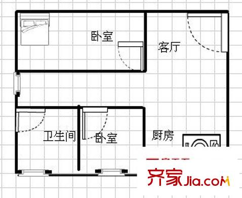118家舍户型图2室 户型图 2室1厅1卫1厨