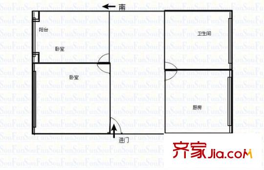 新巷小区户型图2室 户型图 2室1厅1卫1厨