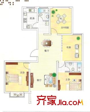 华夏太阳城二期户型图E户型 4室2厅2卫