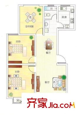 华夏太阳城二期户型图C户型 3室2厅1卫