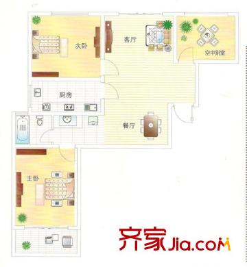 华夏太阳城二期户型图G户型 3室2厅1卫