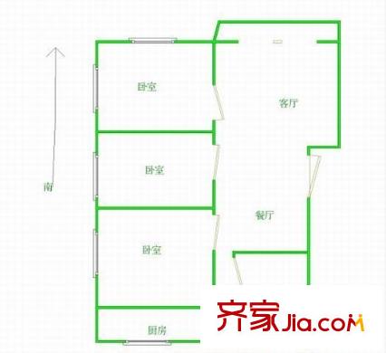 太湖新城户型图3室 户型图 3室2厅1卫1厨