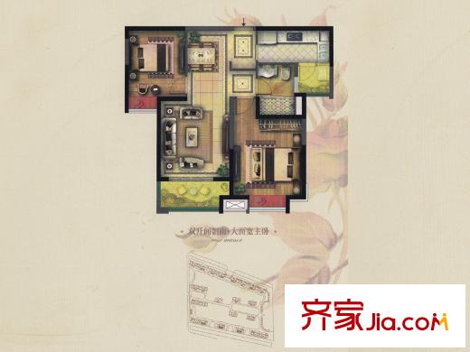 实地・玫瑰庄园A1户型 2室2厅1卫1厨