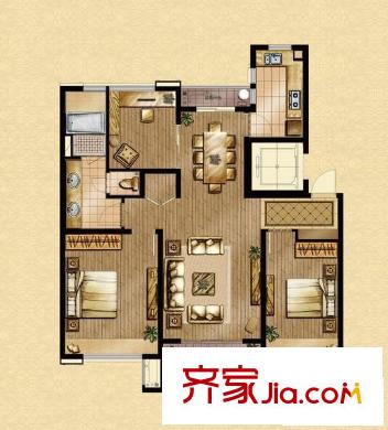 太湖新城户型图3室 户型图 3室2厅1卫1厨