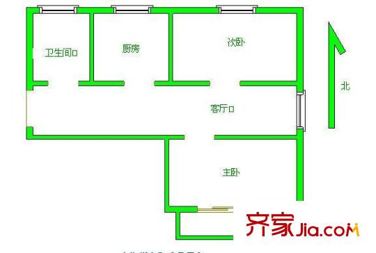 梁湖南苑 2室 户型图