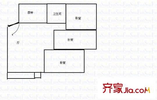 长欣公寓 3室 户型图