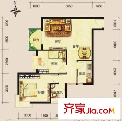 留芳声巷户型图2室 户型图 2室1厅1卫1厨