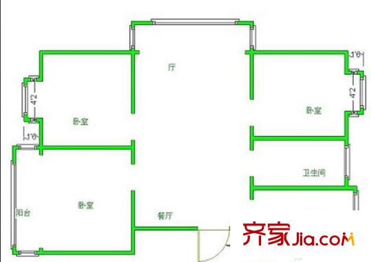 长欣公寓 3室 户型图