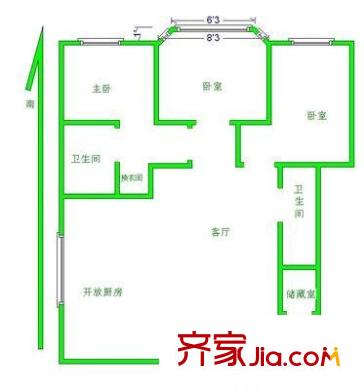 桃源居户型图3室 户型图 3室1厅1卫1厨
