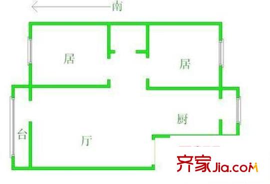 南河浜户型图2室 户型图 2室1厅1卫1厨