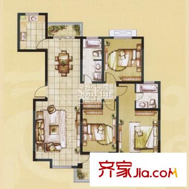 龙韵怡景苑户型图G 3室2厅2卫