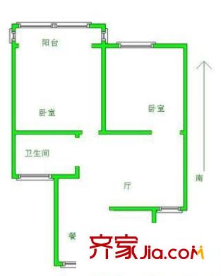 盛岸花园二期户型图3室 户型图 3室1厅1卫1厨