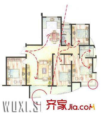 梅满嘉园户型图G 4室2厅2卫1厨