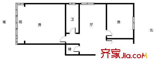 南河浜户型图2室 户型图 2室1厅1卫1厨