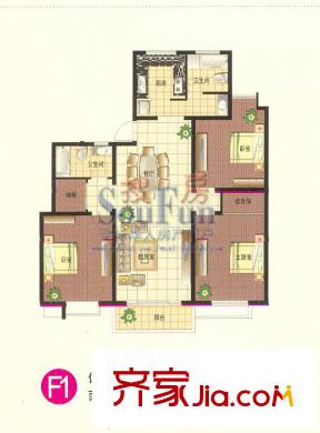 福邸花园户型图F1 3室2厅2卫