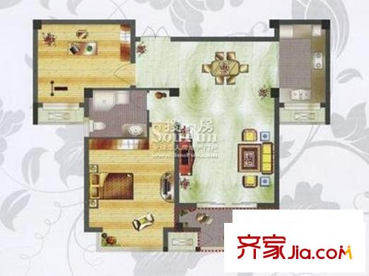 盛岸花园二期户型图2室 户型图 2室2厅1卫1厨