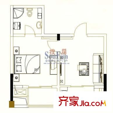 锡春华庭户型图1室1厅1卫