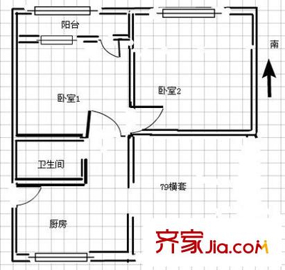 青山二村户型图1室 户型图 1室1厅1卫1厨