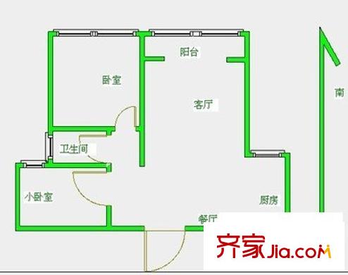 震泽四村户型图2室 户型图 2室1厅1卫1厨