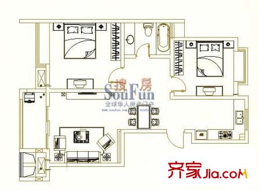 锡春华庭户型图2室2厅1卫