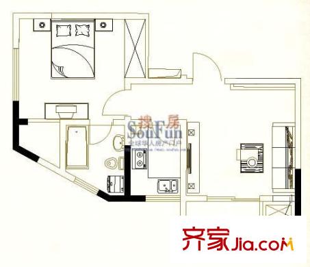 锡春华庭户型图1室1厅1卫
