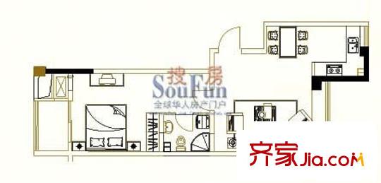 锡春华庭户型图1室1厅1卫