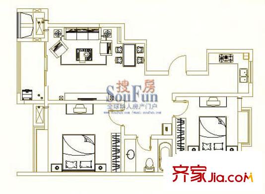 锡春华庭户型图2室2厅1卫