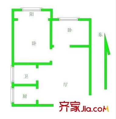 通扬新村户型图2室 户型图 2室2厅1卫1厨