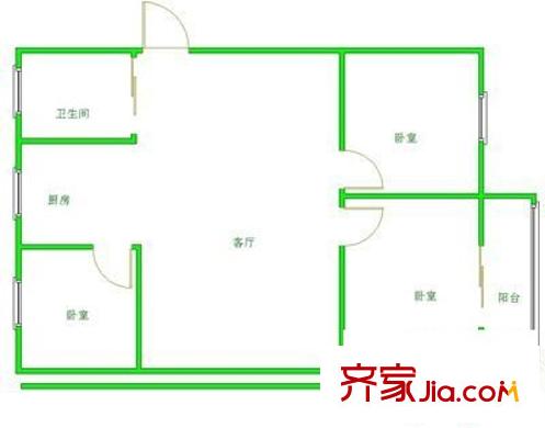 青山二村户型图3室 户型图 3室2厅1卫1厨