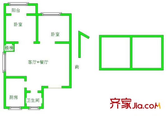 青山二村户型图2室 户型图 2室2厅1卫1厨