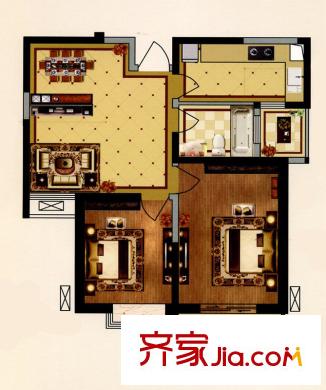 奕淳・奕翔国际公寓A2户型 2室2厅1卫1厨