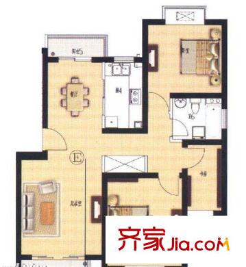 新苑一村户型图户型图 3室2厅1卫1厨