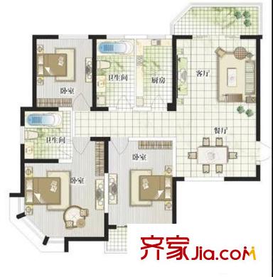 新光大厦 3居 户型图