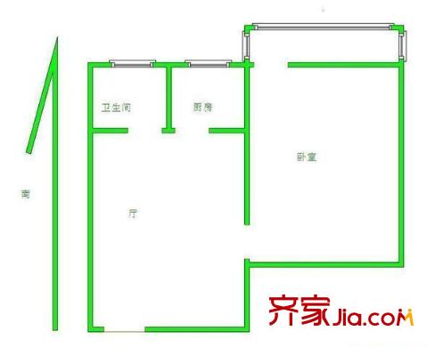 上马墩二村 1室 户型图