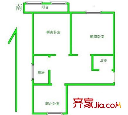 中上塘户型图3室 户型图 3室1厅1卫1厨
