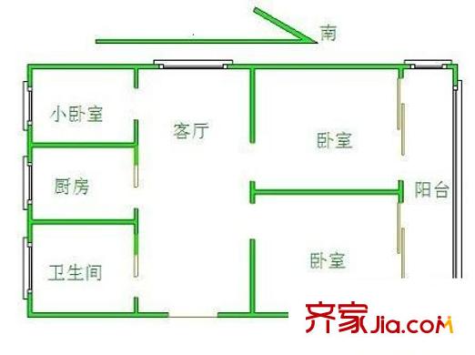上马墩二村 3室 户型图